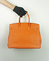Birkin 35 Clemence Leather in Orange, back view
